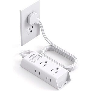 Ruise Essentials - Flat Plug Power Strip, Addtam 5 ft Ultra Flat Extension Cord